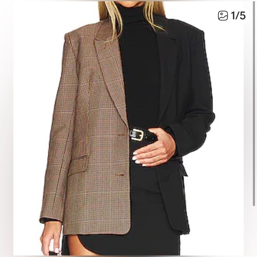 LIKE NEW Bardot Black Houndstooth Spliced Blazer Size L/8 - Picture 2 of 8